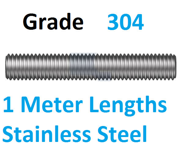 Metric Stainless Steel Threaded Rod 1 Meter Lengths Grade 304
